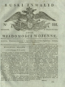 Ruski Inwalid czyli wiadomości wojenne. 1818, nr 181 (8 sierpnia)