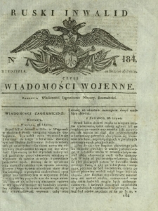 Ruski Inwalid czyli wiadomości wojenne. 1818, nr 184 (11 sierpnia)
