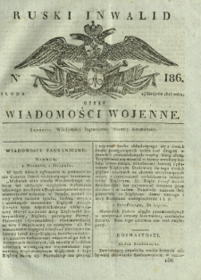 Ruski Inwalid czyli wiadomości wojenne. 1818, nr 186 (14 sierpnia)