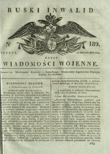 Ruski Inwalid czyli wiadomości wojenne. 1818, nr 189 (17 sierpnia)