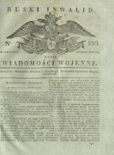 Ruski Inwalid czyli wiadomości wojenne. 1818, nr 190 (18 sierpnia)