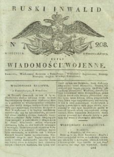 Ruski Inwalid czyli wiadomości wojenne. 1818, nr 208 (8 września)
