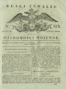 Ruski Inwalid czyli wiadomości wojenne. 1818, nr 213 (14 września)
