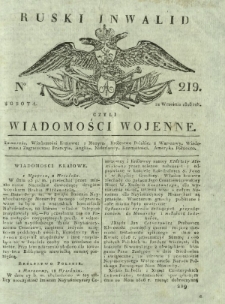 Ruski Inwalid czyli wiadomości wojenne. 1818, nr 219 (21 września)