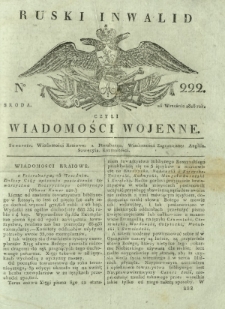 Ruski Inwalid czyli wiadomości wojenne. 1818, nr 222 (25 września)