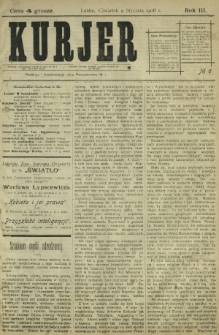 Kurjer / redaktor i wydawca Stanisław Korczak. - R. 3, nr 6 (9 stycznia 1908)