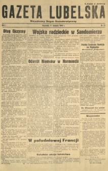 Gazeta Lubelska : niezależny organ demokratyczny. R. 1, nr 13 (17 sierpnia 1944)