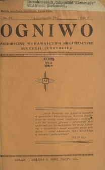 Ogniwo : periodyczne wydawnictwo organizacyjne Diecezji Lubelskiej R. 5, Nr 10 (październik 1937)