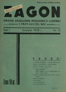 Zagon : organ Zrzeszenia Inteligencji Ludowej i Przyjaciół Wsi R. 1, Nr 12 (grudzień 1938)