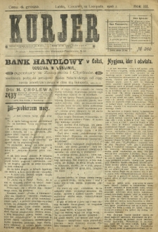 Kurjer / redaktor i wydawca Stanisław Korczak. - R. 3, nr 260 (12 listopada 1908)