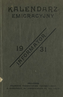 Kalendarz Emigracyjny Informator : na rok 1931