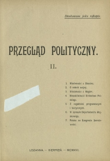 Przegląd Polityczny. Nr 2 (sierpień 1916)