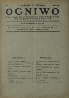 Ogniwo : organ informacyjny i sprawozdawczy Związku Zawodowego Nauczycielstwa Polskich Szkół Średnich i Biuletyn Zarządu Głównego Z.Z.N.P.S.Ś. R. 9, Nr 1 (styczeń 1929)