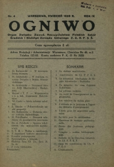 Ogniwo : organ informacyjny i sprawozdawczy Związku Zawodowego Nauczycielstwa Polskich Szkół Średnich i Biuletyn Zarządu Głównego Z.Z.N.P.S.Ś. R. 9, Nr 4 (kwiecień 1929)