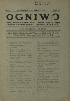 Ogniwo : organ informacyjny i sprawozdawczy Związku Zawodowego Nauczycielstwa Polskich Szkół Średnich i Biuletyn Zarządu Głównego Z.Z.N.P.S.Ś. R. 9, Nr 9 (listopad 1929)