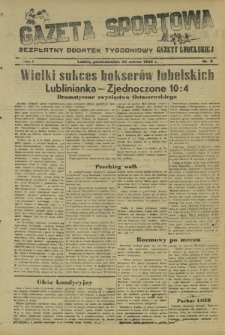 Gazeta Sportowa : bezpłatny dodatek tygodniowy Gazety Lubelskiej. Nr 8 (25 marca 1946)
