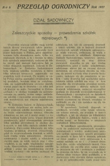 Przegląd Ogrodniczy R. 10, Nr 5 (1927)