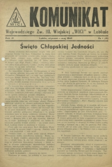 Komunikat Wojewódzkiego Zw. Mł. Wiejskiej "Wici" w Lublinie. R. 4, nr 1=15 (styczeń-maj 1948)