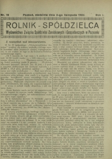 Rolnik - Spółdzielca. R. 1, nr 15 (2 listopada 1924)