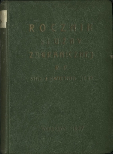 Rocznik Służby Zagranicznej Rzeczypospolitej Polskiej według stanu na 1 kwietnia 1937