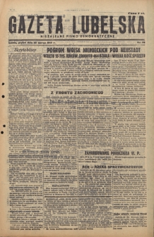 Gazeta Lubelska : niezależne pismo demokratyczne. 1945, nr 39 (23 marca)