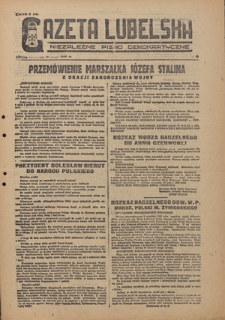 Gazeta Lubelska : niezależne pismo demokratyczne. 1945, nr 81 (10 maja)