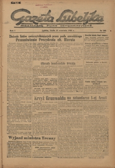 Gazeta Lubelska : niezależne pismo demokratyczne. R. 1, nr 208 (19 września 1945)