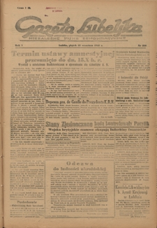 Gazeta Lubelska : niezależne pismo demokratyczne. R. 1, nr 210 (21 września 1945)