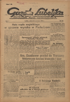 Gazeta Lubelska : niezależne pismo demokratyczne. R. 1, nr 211 (22 września 1945)