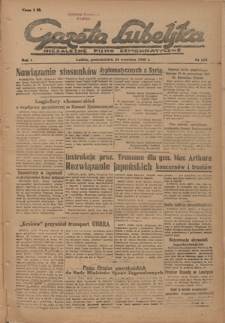 Gazeta Lubelska : niezależne pismo demokratyczne. R. 1, nr 213 (24 września 1945)