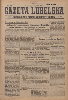 Gazeta Lubelska : niezależne pismo demokratyczne. R. 1, nr 287 (7 grudnia 1945)