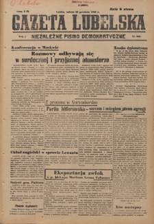 Gazeta Lubelska : niezależne pismo demokratyczne. R. 1, nr 302 (22 grudnia 1945)