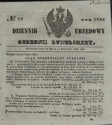 Dziennik Urzędowy Gubernii Lubelskiey 1846, Nr 14 (23 marz./4 kwiec.)