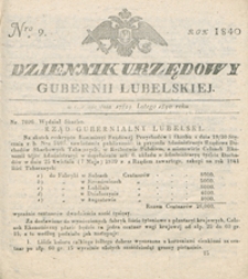 Dziennik Urzędowy Gubernii Lubelskiey 1840, Nr 9 (17/29 luty)