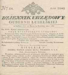Dziennik Urzędowy Gubernii Lubelskiey 1840, Nr 14 (23 marz./4 kwiec.)