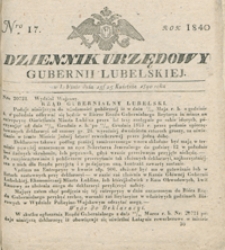 Dziennik Urzędowy Gubernii Lubelskiey 1840, Nr 17 (13/25 kwiec.)