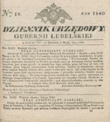Dziennik Urzędowy Gubernii Lubelskiey 1840, Nr 19 (27 kwiec./9 maj)