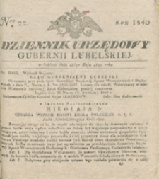 Dziennik Urzędowy Gubernii Lubelskiey 1840, Nr 22 (18/30 maj)