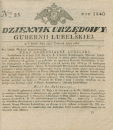 Dziennik Urzędowy Gubernii Lubelskiey 1840, Nr 25 (8/20 czerw.)
