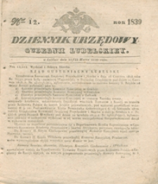 Dziennik Urzędowy Gubernii Lubelskiey 1839, Nr 12 (11/23 marz.)