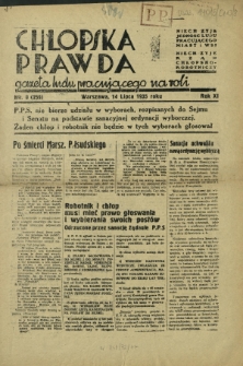 Chłopska Prawda : gazeta ludu pracującego na roli. R. 11 [ i.e. 12], nr 8=259 (14 lipca 1935)
