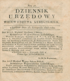 Dziennik Urzędowy Województwa Lubelskiego 1825, Nr 47 (23 list.)