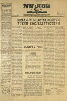 Świat i Polska : tygodnik poświęcony zagadnieniom międzynarodowym. R. 3, nr 14 (4 kwietnia 1948)