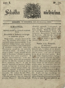 Szkółka Niedzielna : pismo czasowe poświęcone włościanom / red. ks. T. Borowicz. R. 1, nr 24 (11 czerwca 1837)