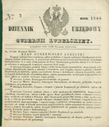 Dziennik Urzędowy Gubernii Lubelskiey 1844, Nr 3 (8/20 stycz.)