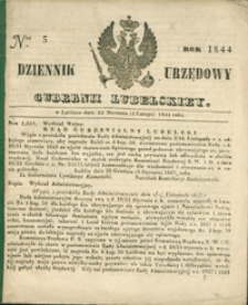 Dziennik Urzędowy Gubernii Lubelskiey 1844, Nr 5 (22 stycz./ 3 luty)