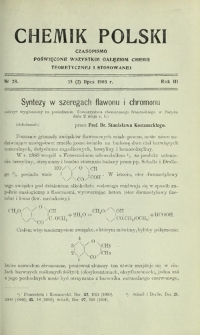 Chemik Polski : czasopismo poświęcone wszystkim gałęziom chemii teoretycznej i stosowanej / red. Br. Znatowicz R. 3, Nr 28 (15 lipca 1903)