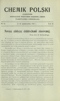 Chemik Polski : czasopismo poświęcone wszystkim gałęziom chemii teoretycznej i stosowanej / red. Br. Znatowicz R. 3, Nr 42 (21 października 1903)