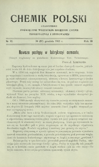 Chemik Polski : czasopismo poświęcone wszystkim gałęziom chemii teoretycznej i stosowanej / red. Br. Znatowicz R. 3, Nr 52 (30 grudnia 1903)