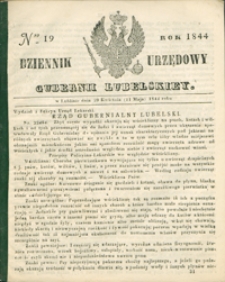 Dziennik Urzędowy Gubernii Lubelskiey 1844, Nr 19 (29 kwiec./11 maj)